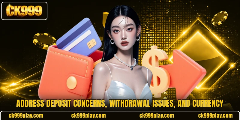 Address deposit concerns, withdrawal issues, and currency