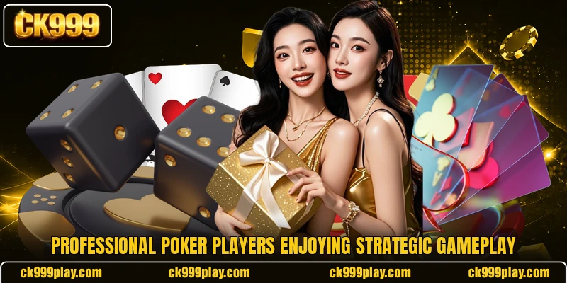Professional poker players enjoying strategic gameplay