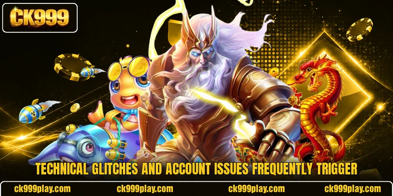 Technical glitches and account issues frequently trigger
